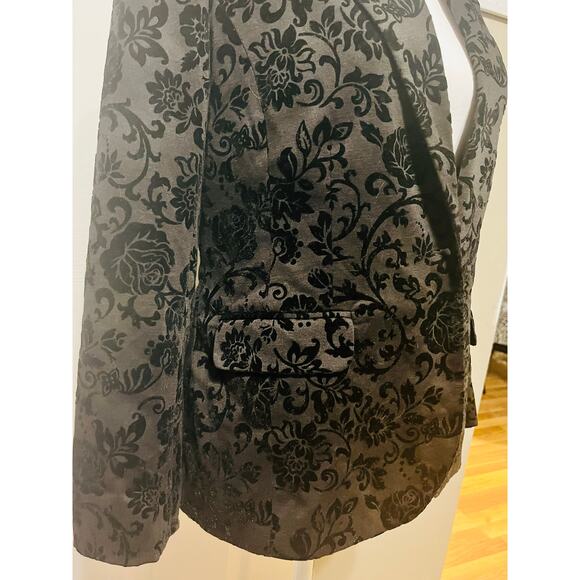 Covington Black Floral Flocked Velvet Blazer Jacket Size Large whimsigoth formal - Picture 6 of 12